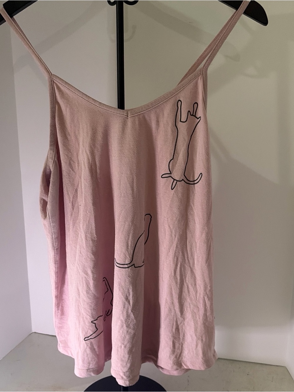Women’s Pink Cat Print Spaghetti Strap Tank Top